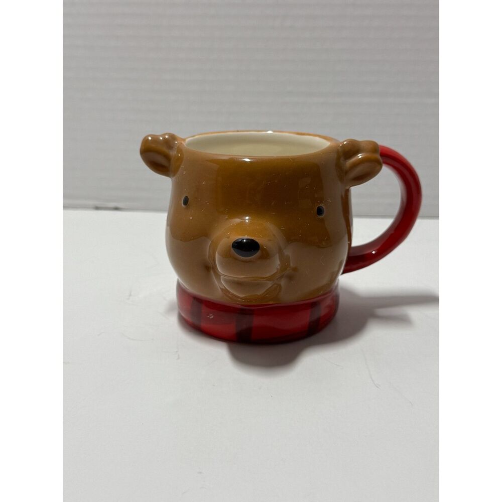 Target Threshold Ceramic 3D Brown Bear Buffalo Plaid Scarf Coffee Mug 2017